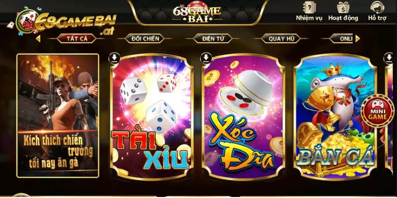 Điểm thu hút của sảnh game bài 68